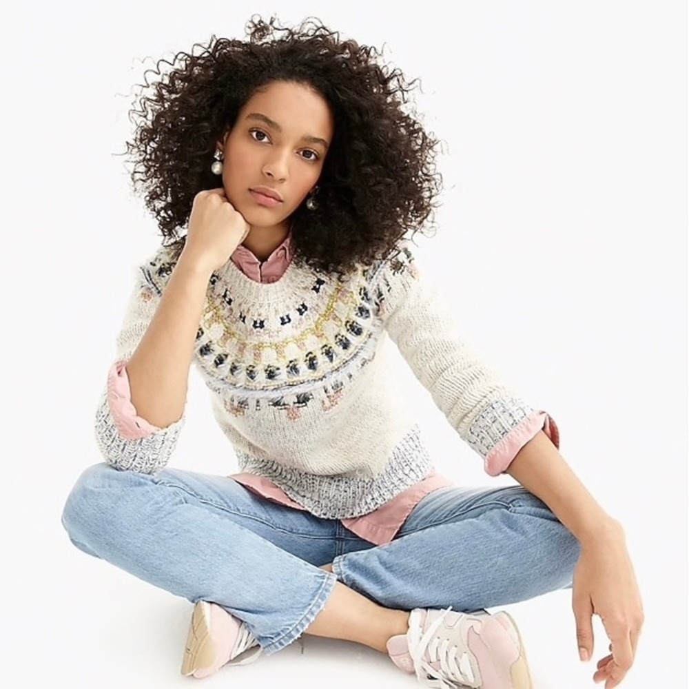 J. CREW‎ x The Reeds Fuzzy Fair Isle Wool Blend Sweater Knitwear Pullover Small